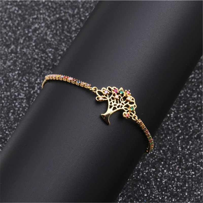 Fashion Jewelry Copper Micro-set Zirconium Life Tree Adjustable Bracelet Wholesale Nihaojewelry display picture 1