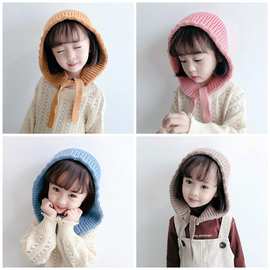 儿童毛线针织帽子1-10岁宝宝秋冬季男女通用保暖可爱绑带帽