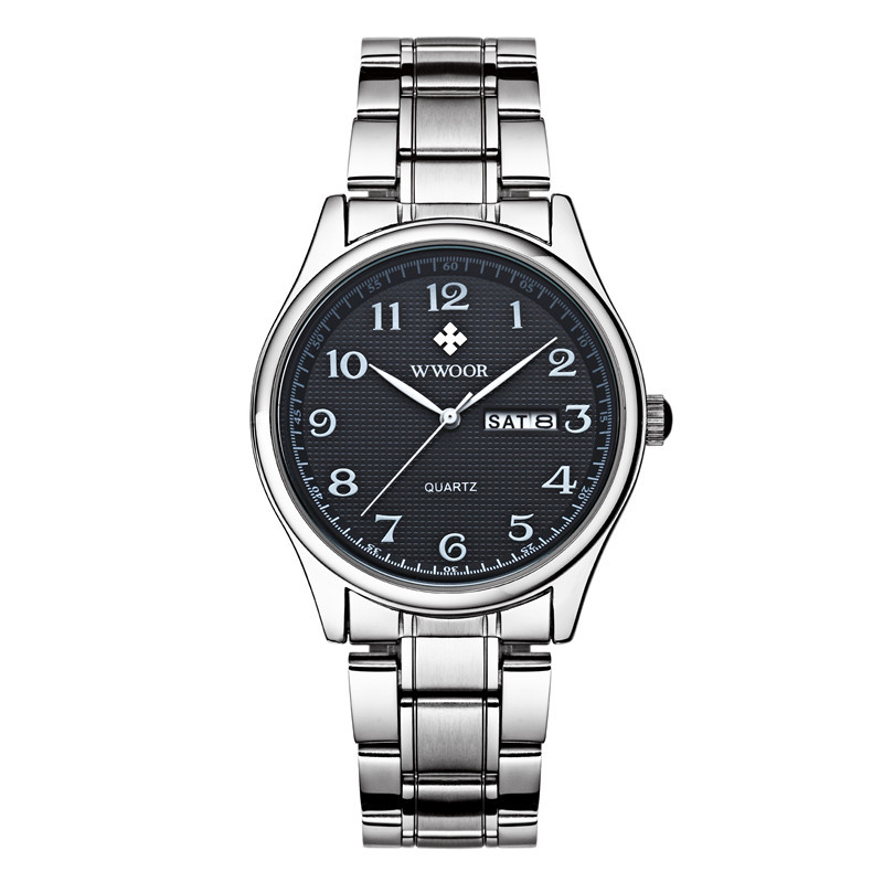 WWOOR con amor nueva pareja casual reloj de cuarzo para hombre calendario impermeable simple reloj de moda para mujer 8805