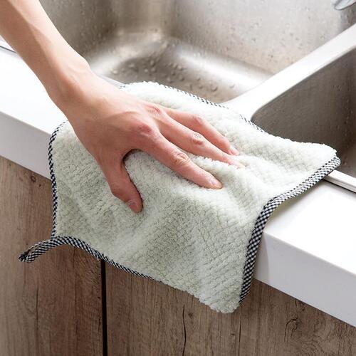 Rag kitchen cleaning rag, lint-free, water-absorbent pineapple grid rag, small square towel, hanging coral velvet hand towel