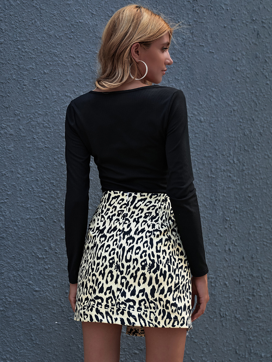 Hot Sale Autumn New Sexy Leopard Print High Waist A-line Hip Skirt NSAL1928