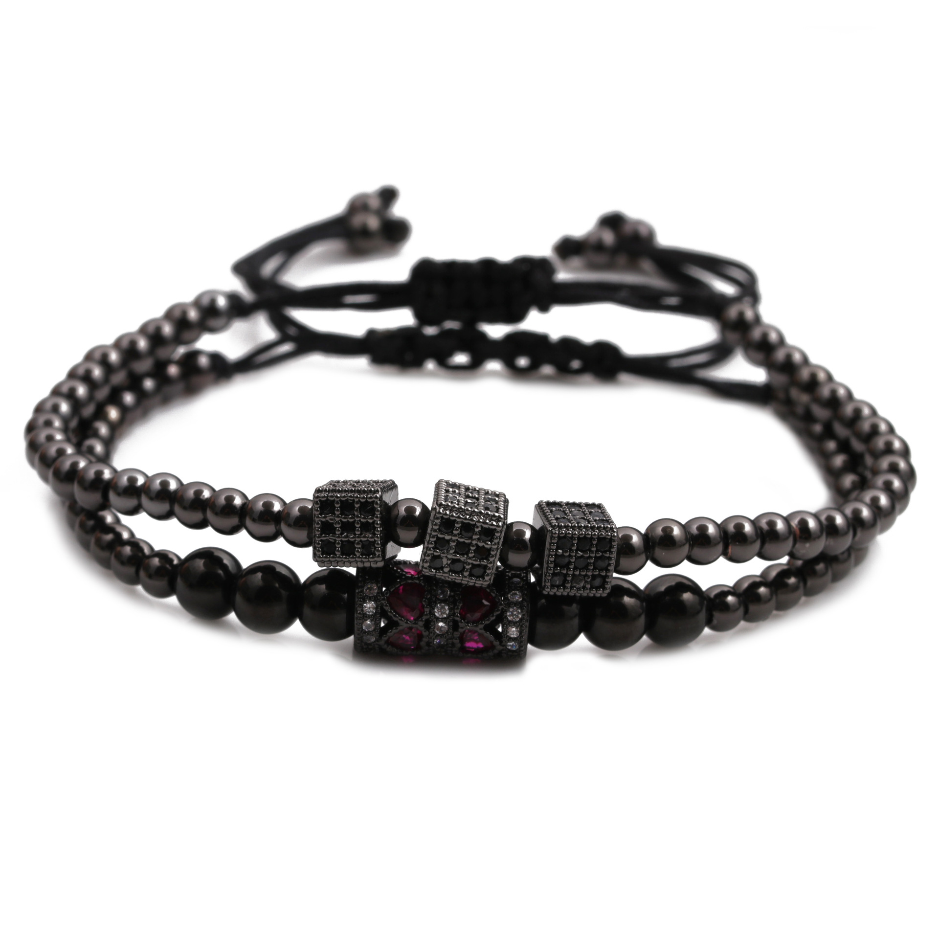 Heißer Verkauf Mikro-eingelegte Zirkonwürfel Zylindrische Liebe Armband Set Großhandel display picture 4