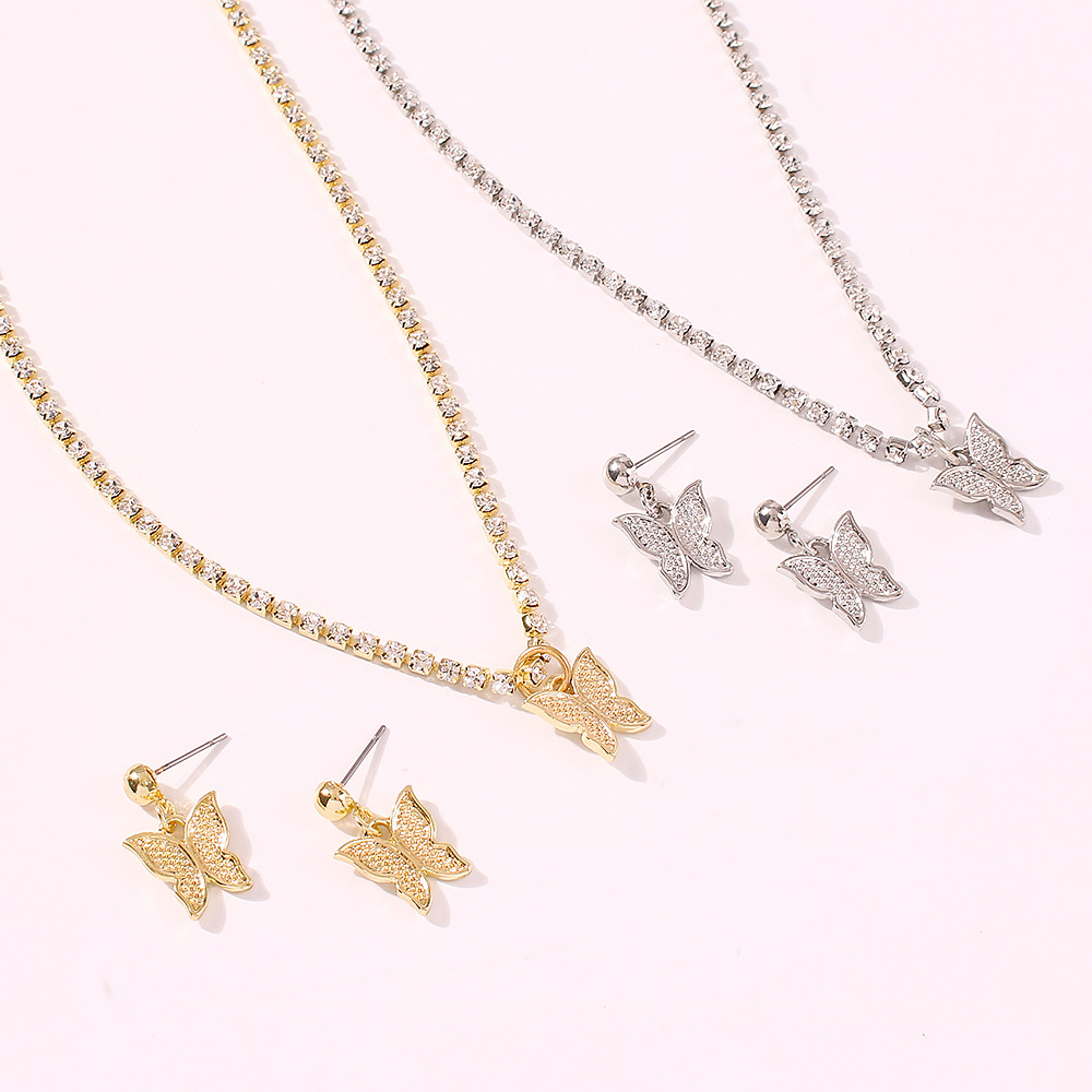 Fashion Style Jewelry Set New Holiday Style Geometric Butterfly Earring Necklace Set Wholesale Nihaojewelry display picture 3