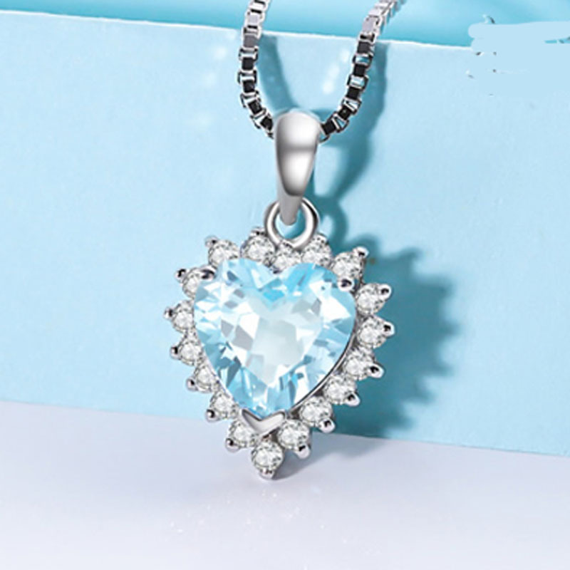 日韩版经典气质可爱仿银海洋之心项链吊坠经典女款短款饰品批发