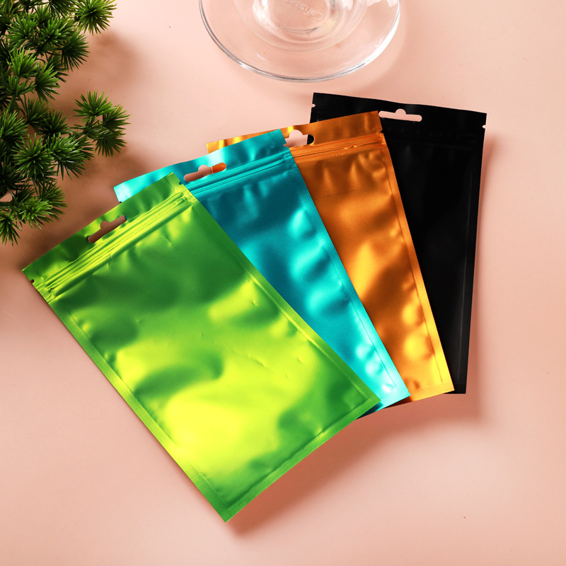 Colorful aluminum foil bag, semi-transparent cosmetic bag, self-sealing bag, beauty hardware, matte sanding bag