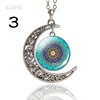 Mandala pendant retro hollow crescent necklace mandala flower totem Time gem jewelry supply