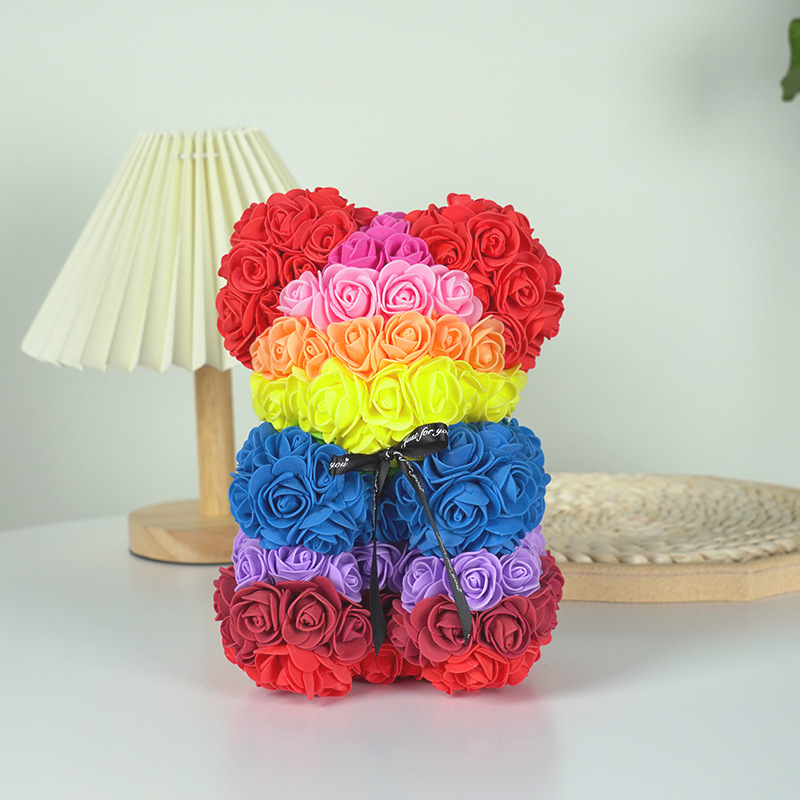 Valentine's Day Gift Creative 25cm Rose Flower Bear Gift Box Pe Flower Romantic Foam Bear Bebear display picture 8