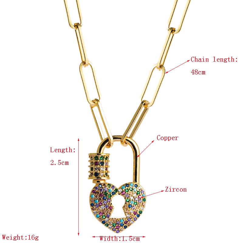 New Exquisite Fashion Punk Hip-hop Style Pendant Necklace Brass Micro Inlaid Zircon Ba Ancient Chain display picture 1