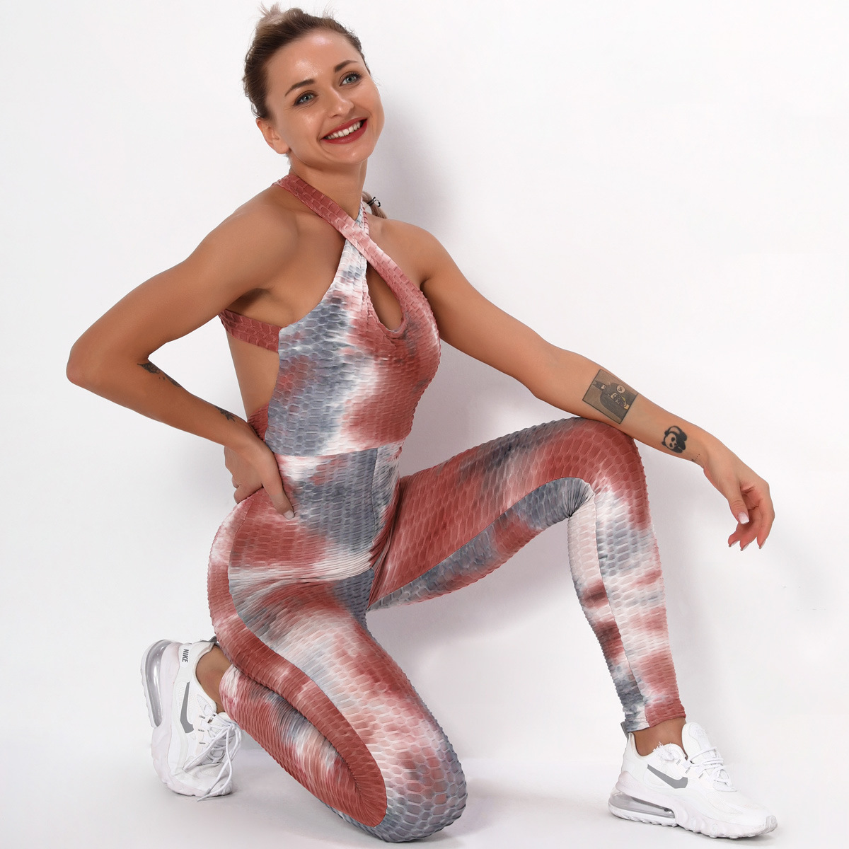 Shaping Tie-Dye Jacquard Fitness Beauty Back One-Piece Suit NSNS10669