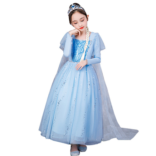 Frozen 2 Elsa Princess Dress Long Sleeve Pure Cotton Children Girls Dress Autumn Elsa One Piece Dropshipping