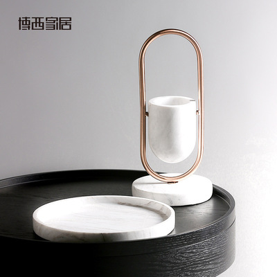 创意北欧金属大理石花器皿摆件家居会所展厅样板房设计软装饰批发|ru