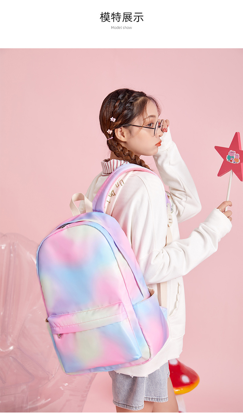 Cute Gradient Color Square Zipper Fashion Backpack display picture 1