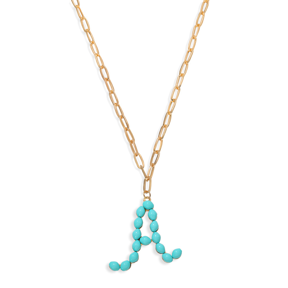 Étoile Sauvage Perle Lettre Long Pendentif Collier Simple Turquoise Perles Rondes Accessoires À La Mode En Gros Nihaojewelry display picture 21