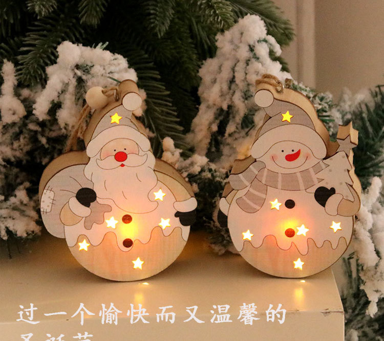 Christmas Wooden Luminous Pendant Santa Claus Tree Pendant display picture 1