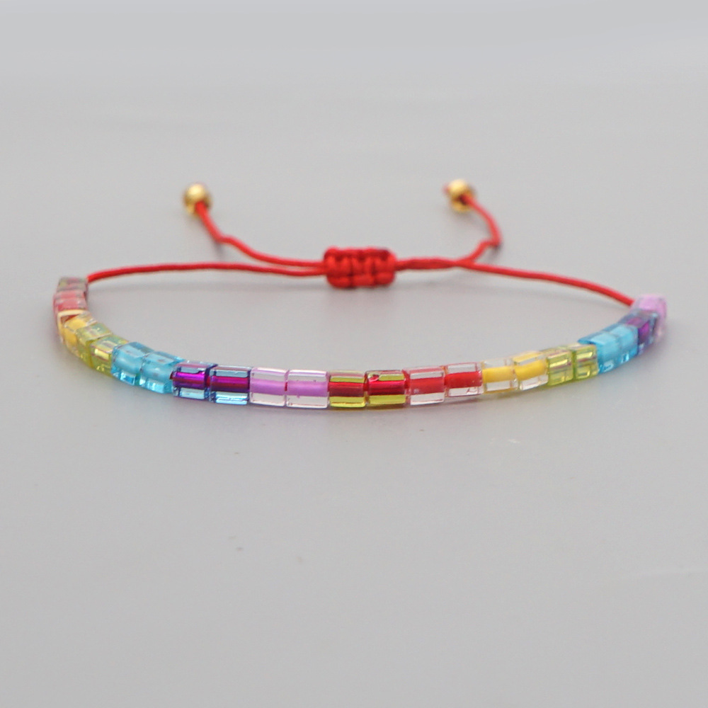 Rainbow Beaded Glass Bracelet display picture 4