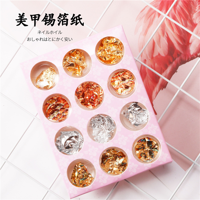 Joyería de uñas especial oro y plata papel de lámina de oro al por mayor papel de lámina de oro y plata papel de lámina de plata 4 colores