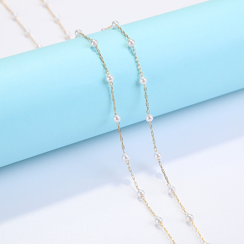Korean retro transparent glasses chain Korean fashion chain anti-fall necklace trendy glasses hanging chain pearl necklace