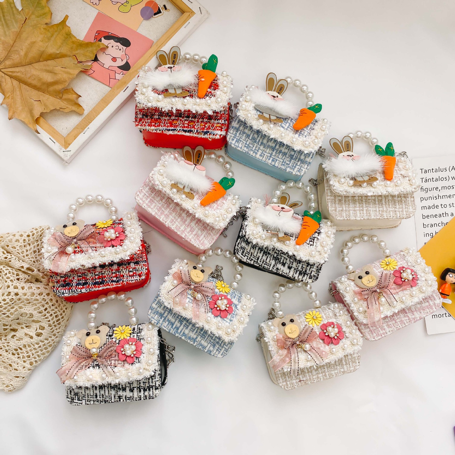 女童包包时尚小香风珍珠儿童斜跨手提包中小童宝宝可爱单肩包卡通|ms