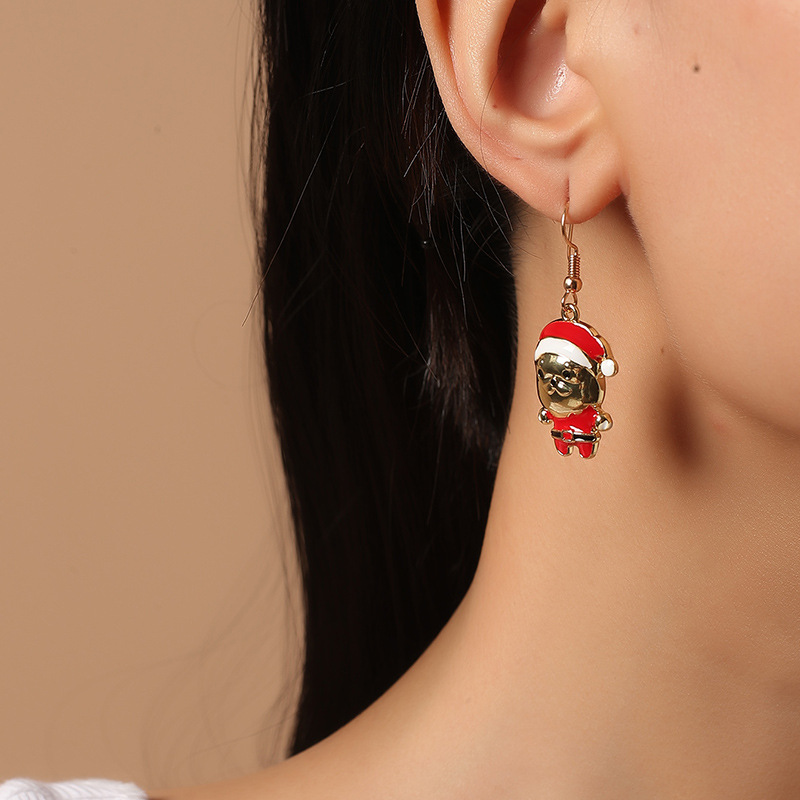 Retro Simple Santa Starfish  Snowman Christmas Earrings display picture 6