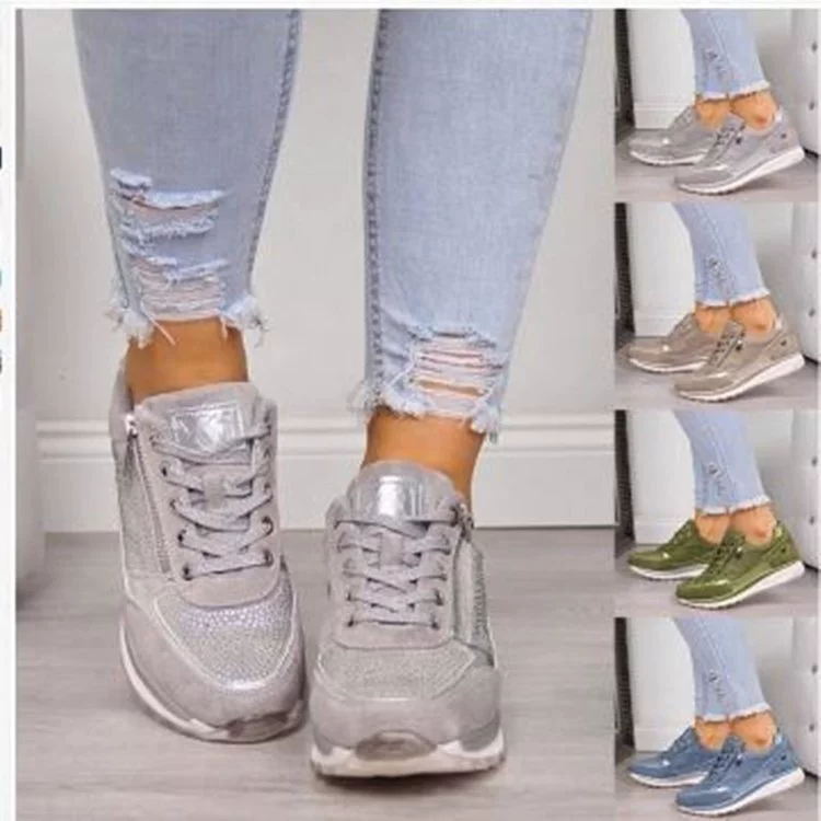 MR.NB casual leisure sneakers with platform sole, metallic mesh panels, comfort in Green/Blue/Beige
