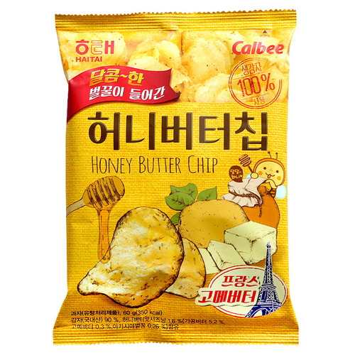 Korean Imported Haitai Honey Butter Potato Chips, Internet Famous Snack, Extra Thin Potato Chips, Office and Leisure Puffed Food, 60g