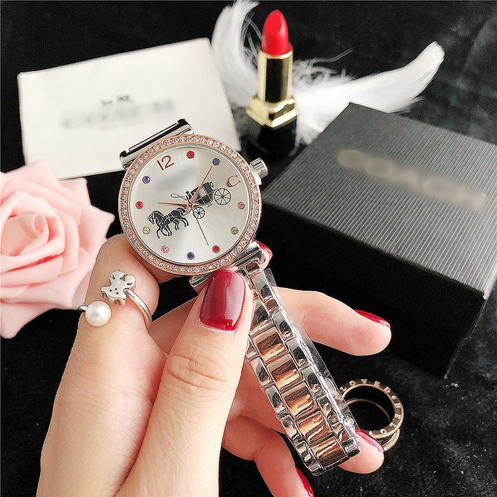 Round Dial Shape Business Occasion Fashion Geometric Single Folding Buckle Quartz Women's Watches