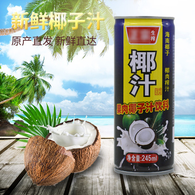 Coconut milk Drinks Full container food Coconut Juice 245ml*24 Hainan flesh Coconut milk wholesale drink support machining