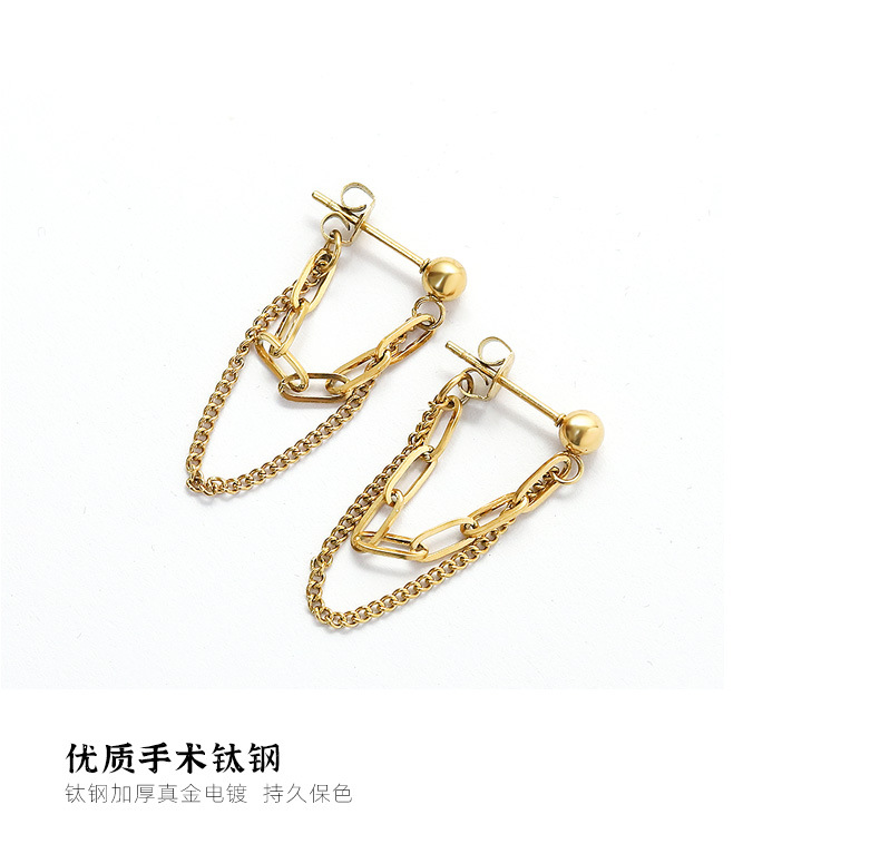 1 Pair Fashion Chain Titanium Steel No Inlaid Earrings display picture 11