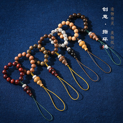 Chinese style sandalwood bodhi mobile phone lanyard pendant mobile phone case ring buckle men and women USB pendant rope couple pendant