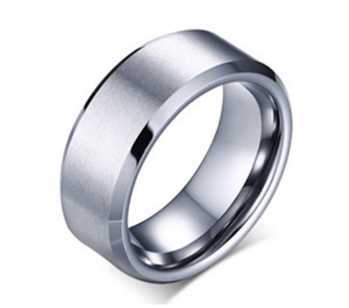 Cross-border jewelry stainless steel double bevel frosted ring men's smooth brushed titanium steel ring factory wholesale