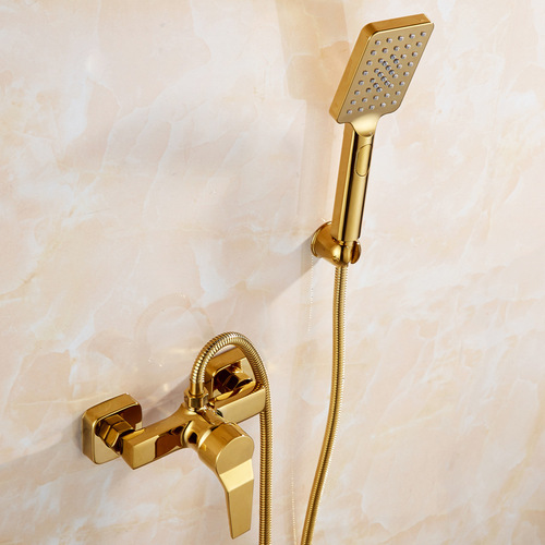 All-copper bathtub triple hot and cold faucet bathroom shower bathroom mixing valve simple shower set bath