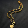 Chain stainless steel, necklace, retro coins, pendant, European style