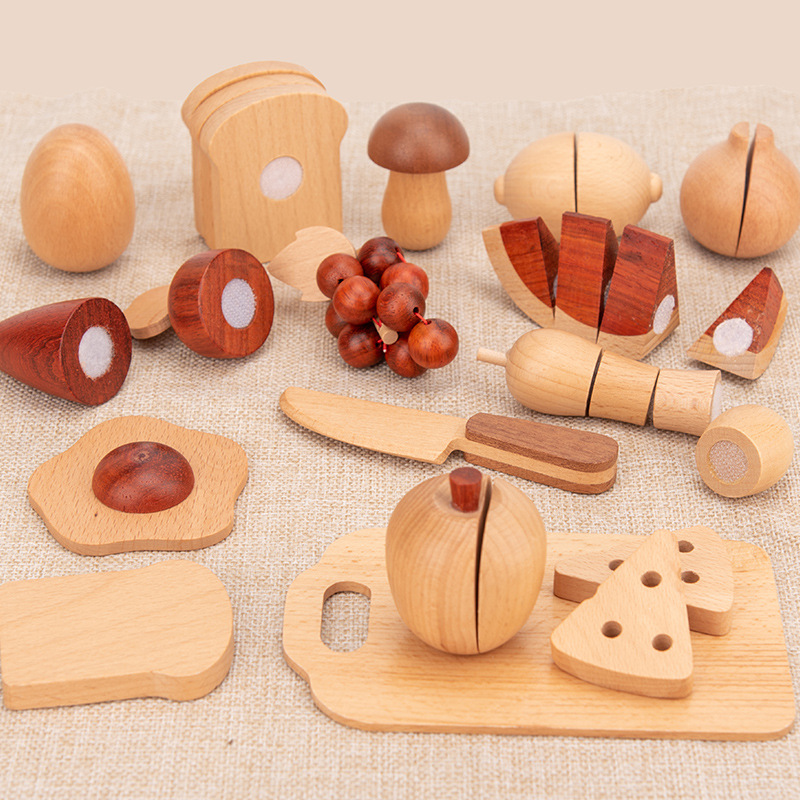Madera cruda de los niños color fruta y verdura corte simulación juego casa corte utensilios de cocina vegetal y fruta juguetes cognitivos de madera image 7