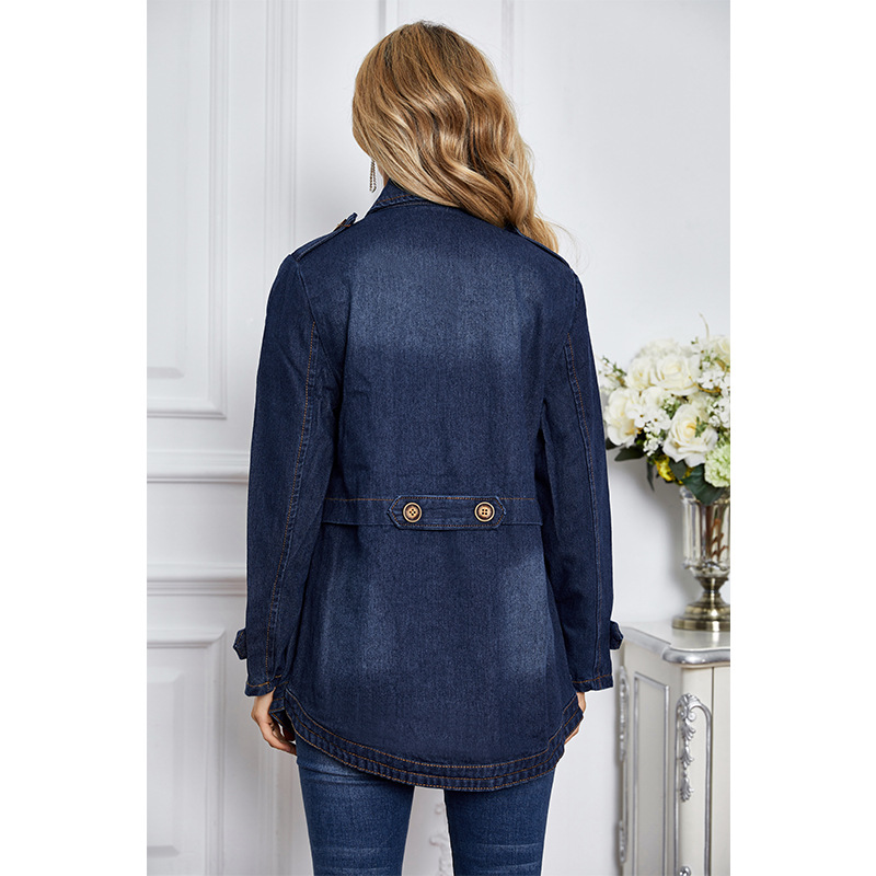 double-breasted lapel denim jacket  NSSA26065