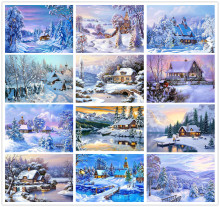 满钻 雪景 5d钻石画diy数字油画外贸出口厂家专供货源 家饰十字绣