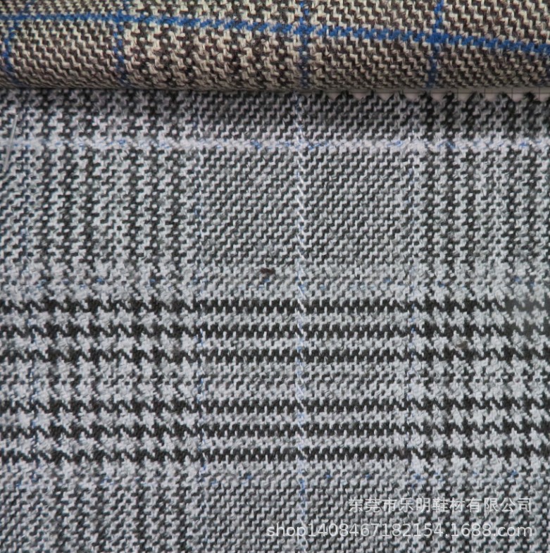 GB0159精纺色织TR千鸟格子呢料适用鞋子帽子服装精纺西装呢料