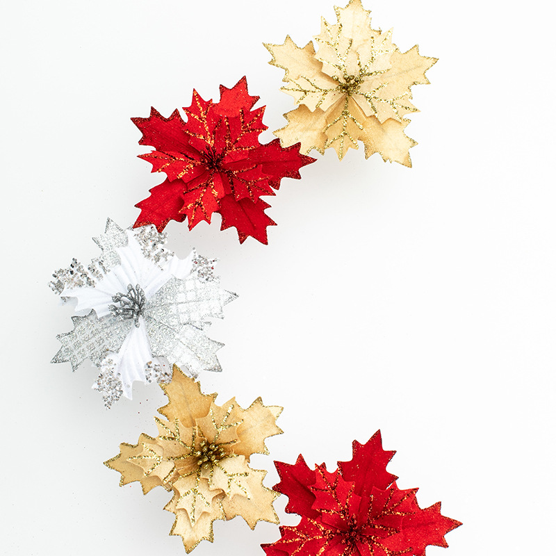 18cm pequeñas hojas de arce flores de Navidad escenas de ingeniería de decoración de Navidad boda hotel guirlandas de caña flores decorativas