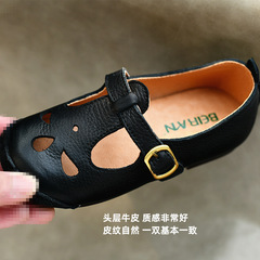 貝然兒童鞋女童皮鞋鏤空透氣夏款2023新款皮鞋真皮寶寶鞋公主鞋韓