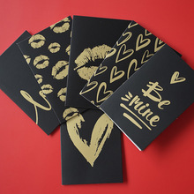 新款我爱你创意烫金黑色简约折叠卡片含信封感恩节贺卡祝福卡片