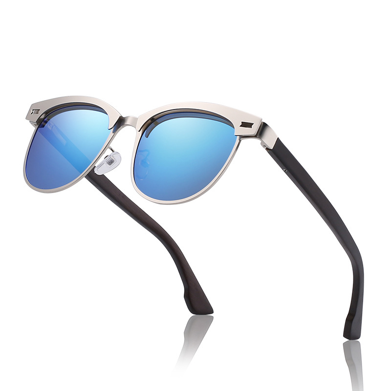 复古金属手工木质太阳镜户外钓鱼眼镜男女偏光墨镜工厂批发速卖通