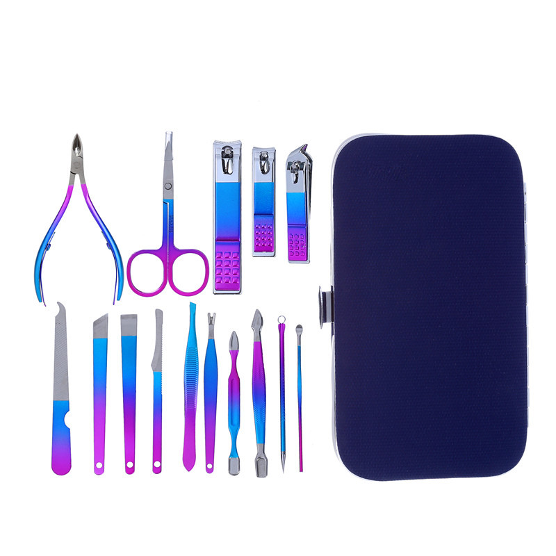Eagle Mouth Stainless Steel Manicure Set 15 Pieces Beauty Scissors Pedicure Knife Nail Clipper Kit Nail Care Package