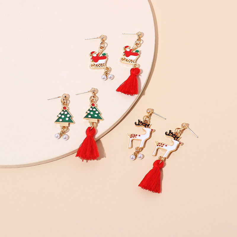 5g Weight Earrings Classification Wedding, Travel, Birthday, Festival Occasion Women'S Gender Vintage Style Style Retro Plush Tassel Pearl Christmas Earrings 1