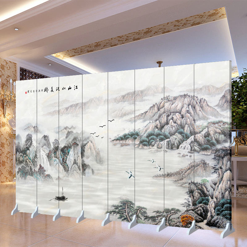 customized screen modern Office bedroom a living room hotel move Folding New Chinese style woodiness Fabric art partition