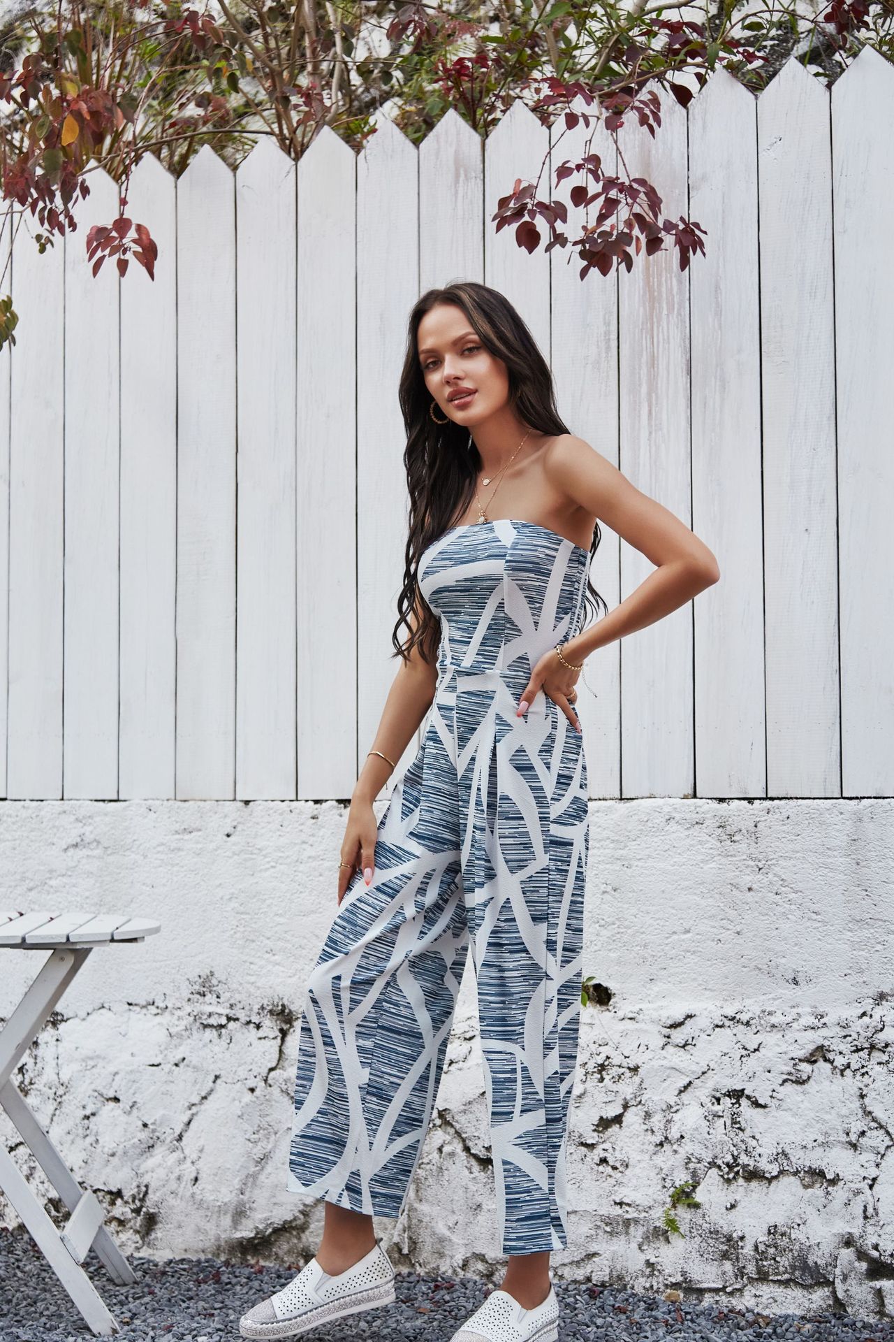 Sexy Wrapped Chest Print Jumpsuit  NSDY8273