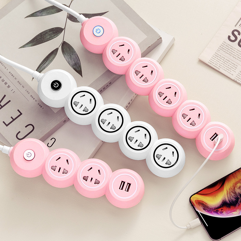 迷妳智能插座usb插排帶線禮品開關面板多孔插座功能家用插接線板