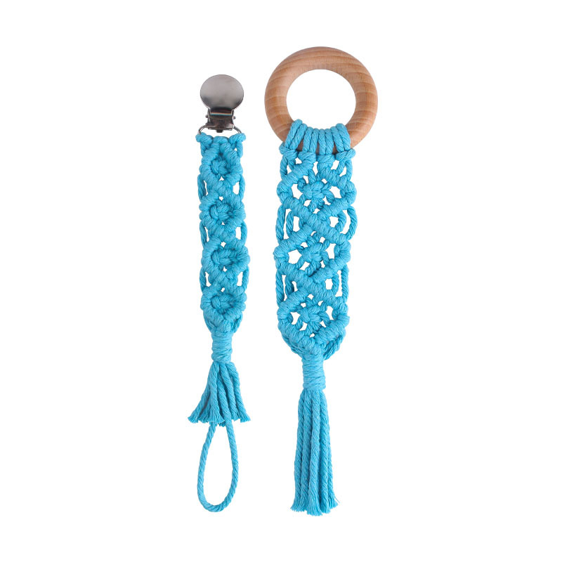 Popular plana pezón clip de haya anillo de juguete de los niños DIY bebé creativo hecho a mano tejido pezón cadena traje