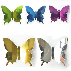 鏡面牆貼12個立體蝴蝶臥室客廳裝飾PET鏡面貼3D mirror sticker