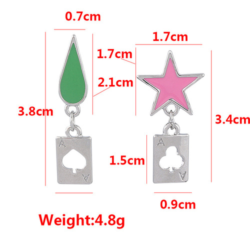 Animation Peripheral Hunter Hisoka Hisoka Pentagram Teardrop Logo Copper Earrings 925 Silver Needle Earrings