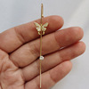 Three new!Copper inlaid vermiculite puncture ear needle auricle Auricular ear bone clamping net red oblique earrings Cross -border wholesale