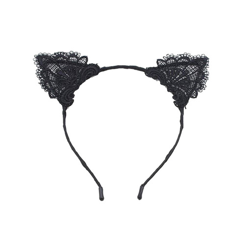 Black lace cat ear headband for women, cute, sweet and sexy headband, thin edge face wash scarf, Korean hairpin headdress